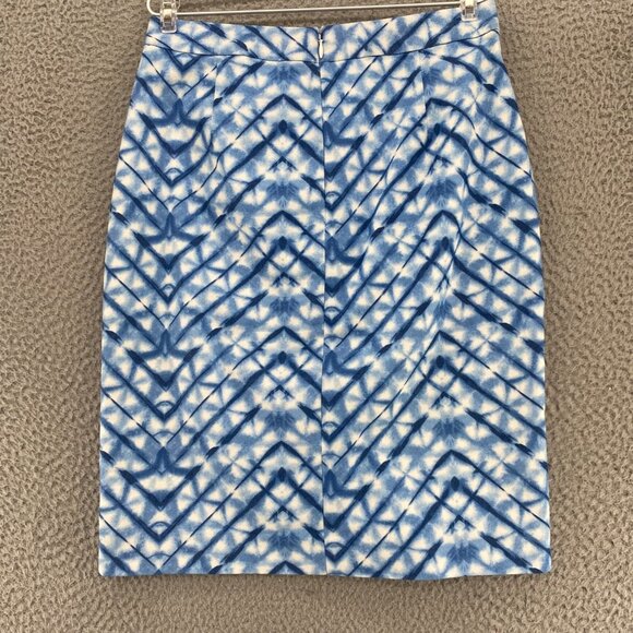 Banana Republic Skirt Womens 2 Blue Tie Dye Chevron Mini Stretch Twill Pencil - Picture 3 of 10